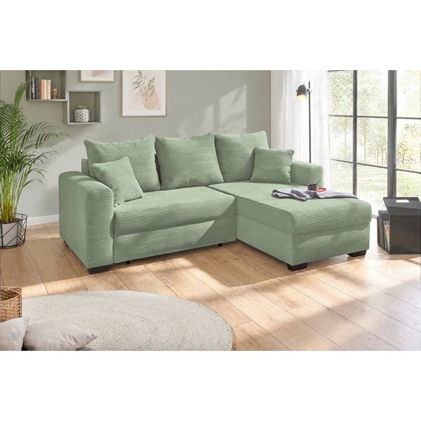 Jockenhöfer Gruppe Ecksofa Ecksofa Elmau, Größe Ottomane: L, B:235cm, optional mit Topper, mit Schlaffunktion, Bettkasten & 2 Zierkissen