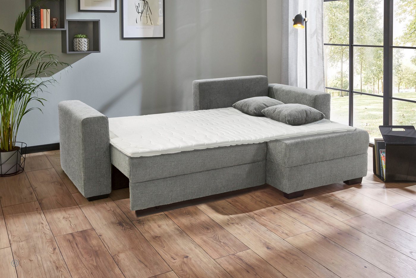Jockenhöfer Gruppe Ecksofa Ecksofa Elmau, Größe Ottomane: L, B:235cm, optional mit Topper, mit Schlaffunktion, Topper, Bettkasten & 2 Zierkissen – Bild 2 von 5