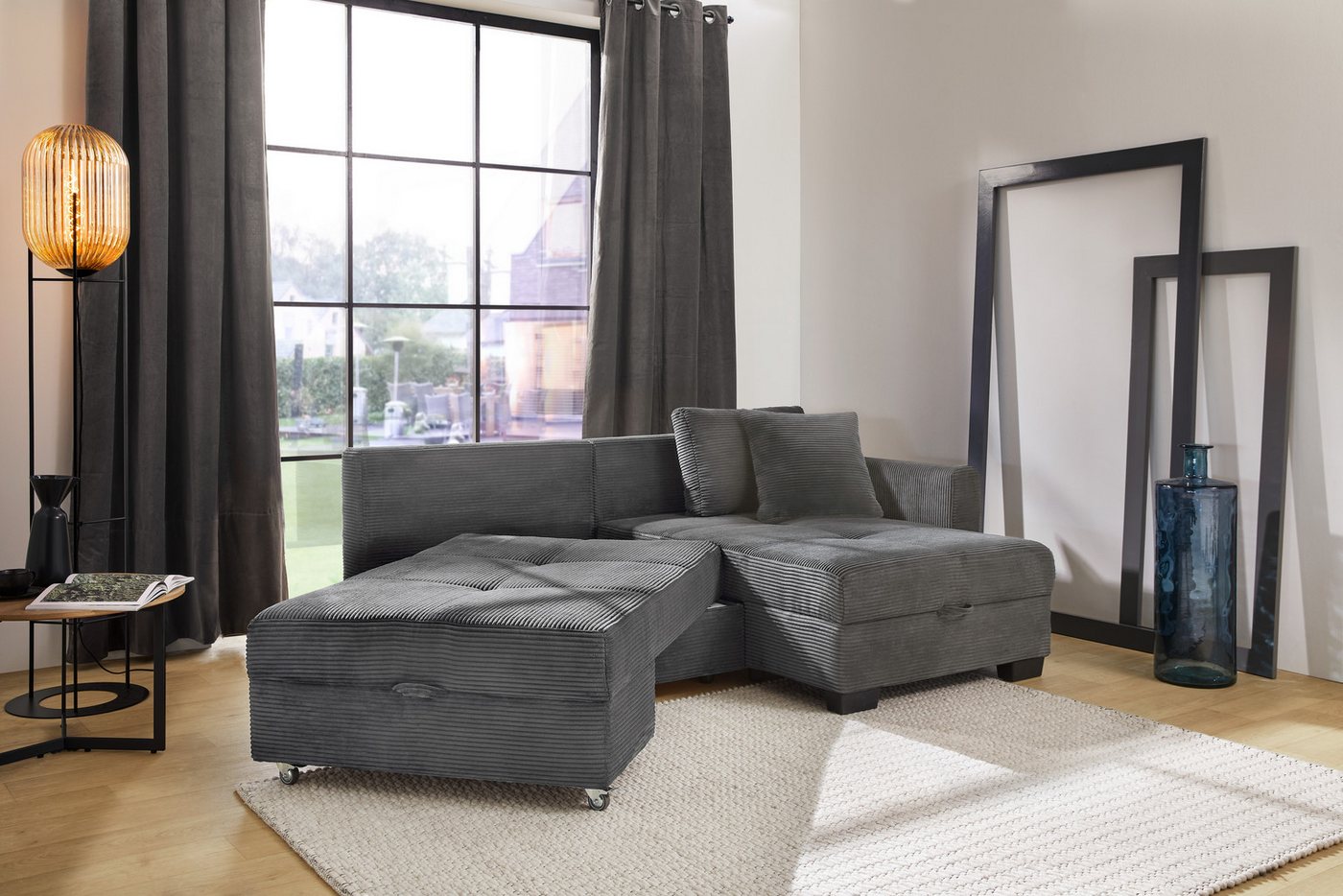 Jockenhöfer Gruppe Ecksofa Fantasy L-Form, B: 247 cm, Dreh-Schwenk-Ottomane, mit Schlaffunktion, Bettkasten & Zierkissen, wandelbar zum Big-Sofa – Bild 2 von 5