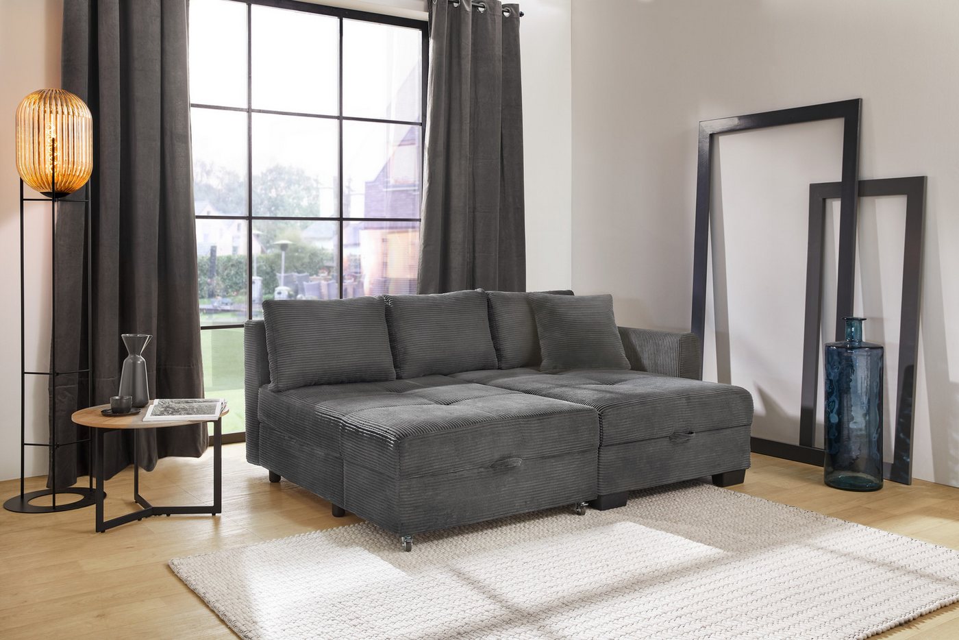 Jockenhöfer Gruppe Ecksofa Fantasy L-Form, B: 247 cm, Dreh-Schwenk-Ottomane, mit Schlaffunktion, Bettkasten & Zierkissen, wandelbar zum Big-Sofa – Bild 3 von 5