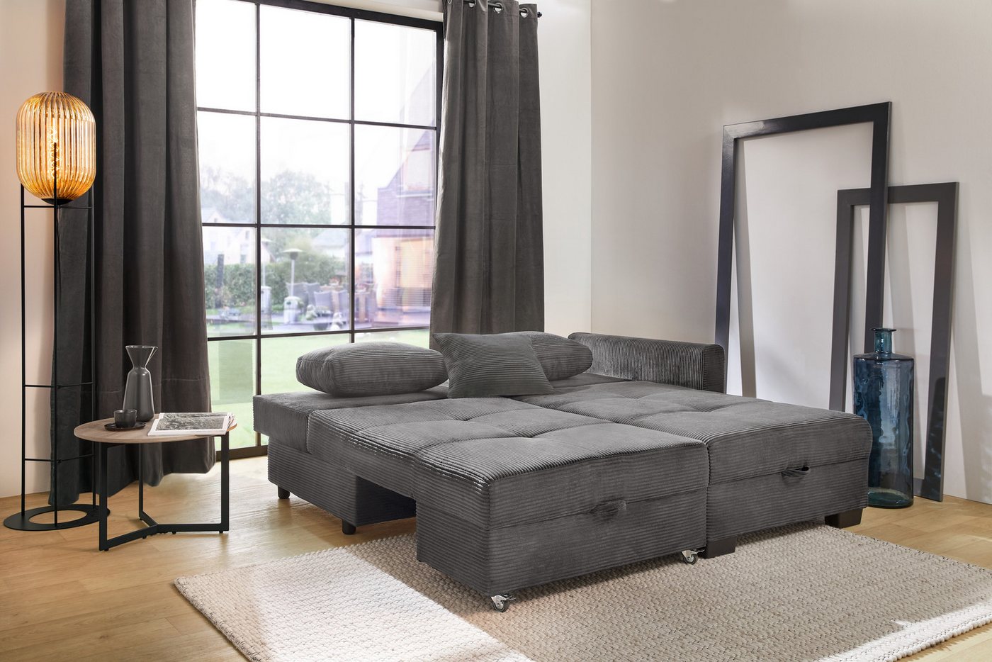 Jockenhöfer Gruppe Ecksofa Fantasy L-Form, B: 247 cm, Dreh-Schwenk-Ottomane, mit Schlaffunktion, Bettkasten & Zierkissen, wandelbar zum Big-Sofa – Bild 4 von 5