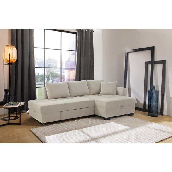 Jockenhöfer Gruppe Ecksofa Fantasy L-Form, B: 247 cm, Dreh-Schwenk-Ottomane, mit Schlaffunktion, Bettkasten & Zierkissen, wandelbar zum Big-Sofa