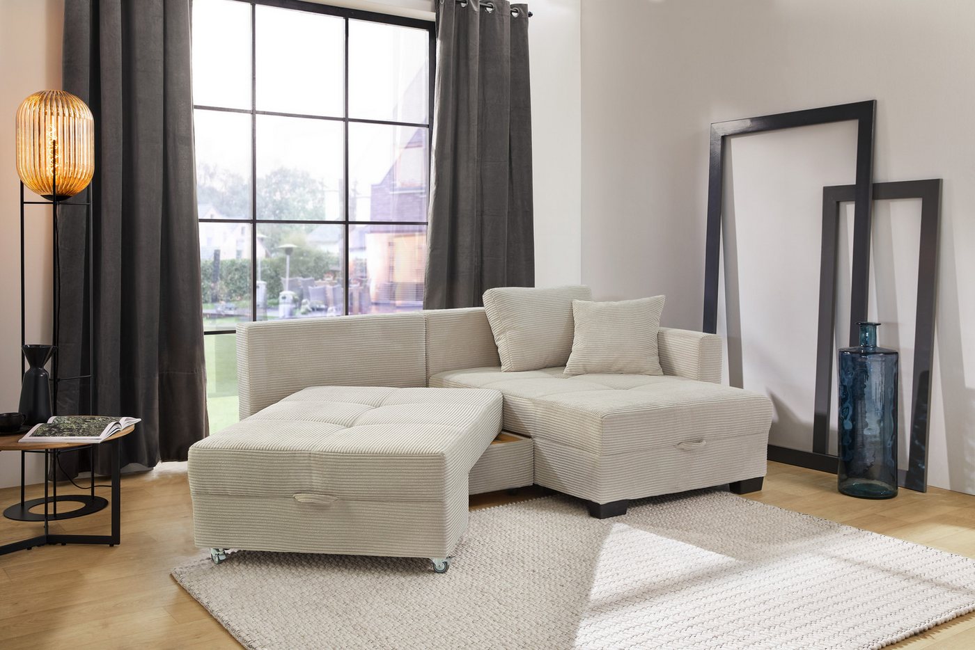 Jockenhöfer Gruppe Ecksofa Fantasy L-Form, B: 247 cm, Dreh-Schwenk-Ottomane, mit Schlaffunktion, Bettkasten & Zierkissen, wandelbar zum Big-Sofa – Bild 2 von 5