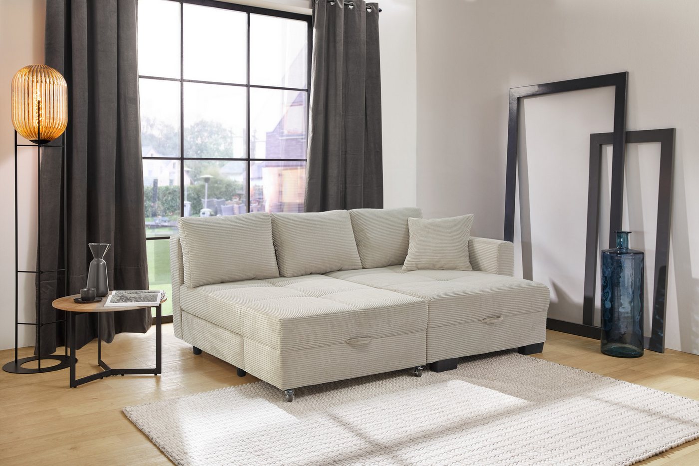 Jockenhöfer Gruppe Ecksofa Fantasy L-Form, B: 247 cm, Dreh-Schwenk-Ottomane, mit Schlaffunktion, Bettkasten & Zierkissen, wandelbar zum Big-Sofa – Bild 3 von 5