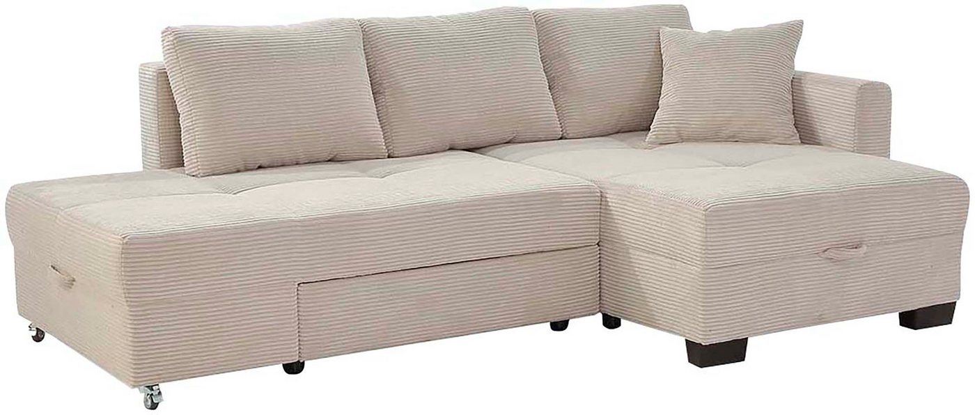 Jockenhöfer Gruppe Ecksofa Fantasy L-Form, B: 247 cm, Dreh-Schwenk-Ottomane, mit Schlaffunktion, Bettkasten & Zierkissen, wandelbar zum Big-Sofa – Bild 5 von 5