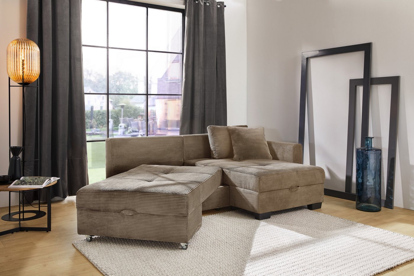 Jockenhöfer Gruppe Ecksofa Fantasy L-Form, B: 247 cm, Dreh-Schwenk-Ottomane, mit Schlaffunktion, Bettkasten & Zierkissen, wandelbar zum Big-Sofa – Bild 2 von 5