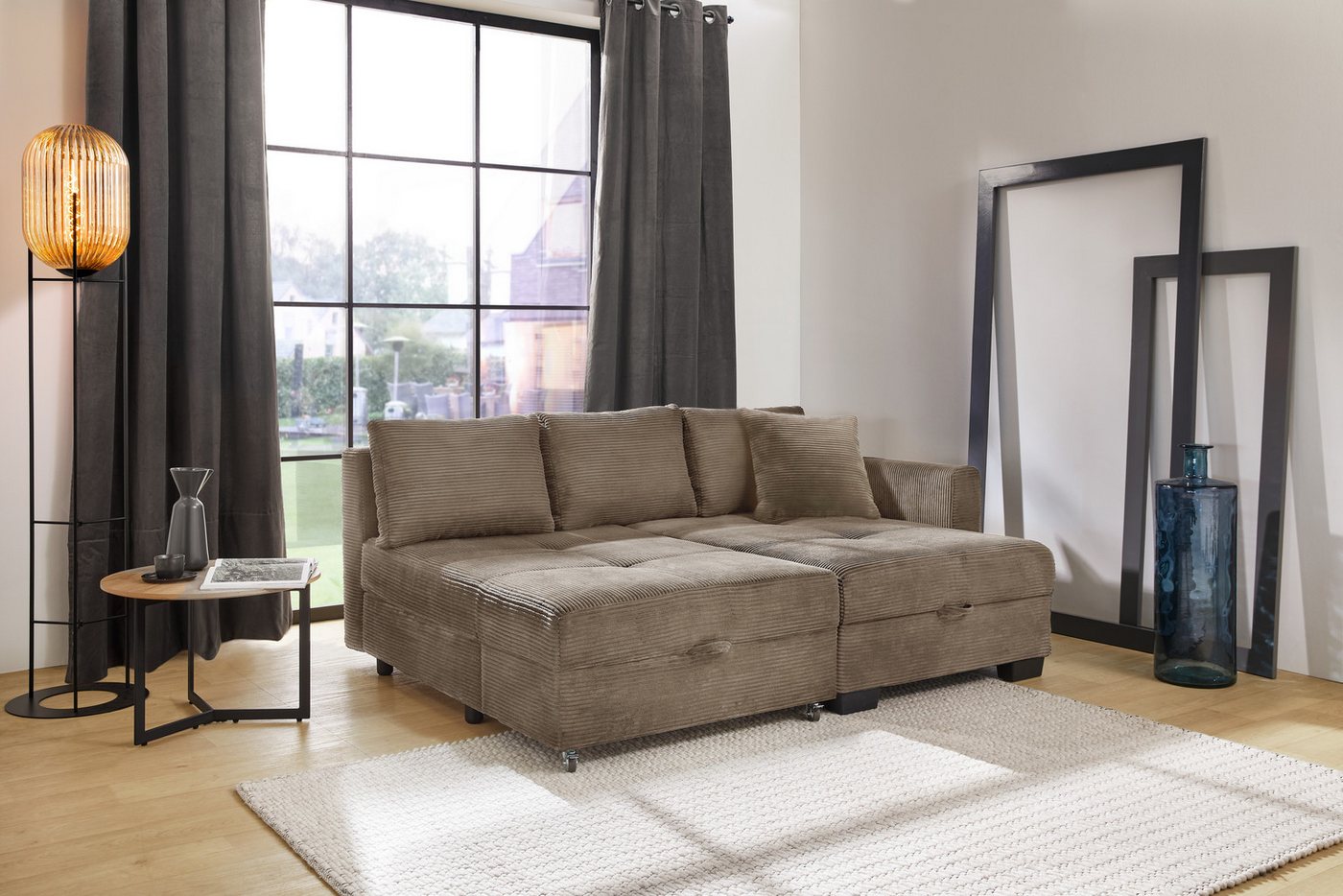 Jockenhöfer Gruppe Ecksofa Fantasy L-Form, B: 247 cm, Dreh-Schwenk-Ottomane, mit Schlaffunktion, Bettkasten & Zierkissen, wandelbar zum Big-Sofa – Bild 3 von 5