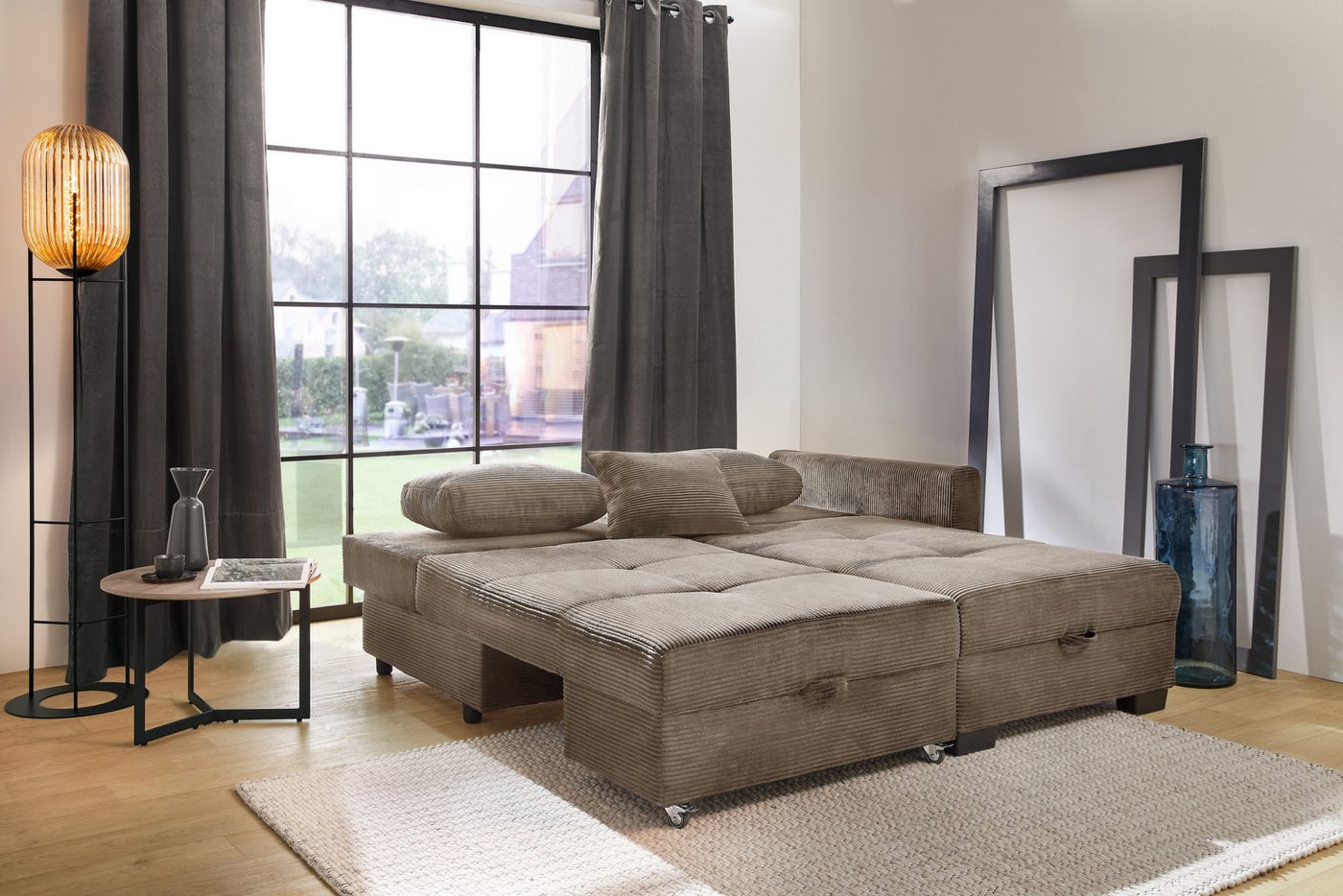 Jockenhöfer Gruppe Ecksofa Fantasy L-Form, B: 247 cm, Dreh-Schwenk-Ottomane, mit Schlaffunktion, Bettkasten & Zierkissen, wandelbar zum Big-Sofa – Bild 4 von 5