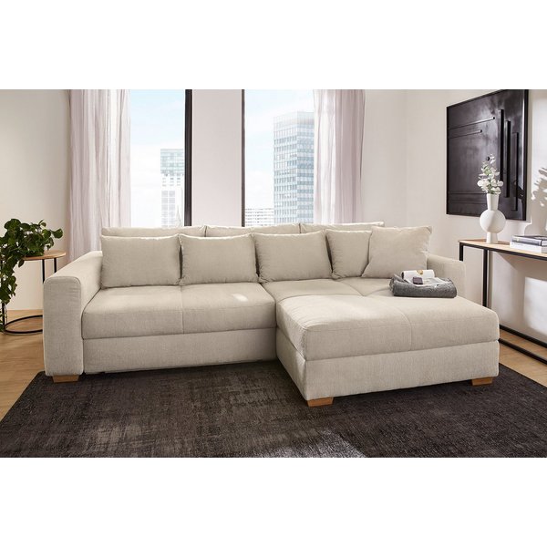Jockenhöfer Gruppe Ecksofa Kampen L-Form, B: 288 cm, Liegefl. 153x245 cm, mit Schlaffunktion, Bettkasten & Zierkissen, Federkern