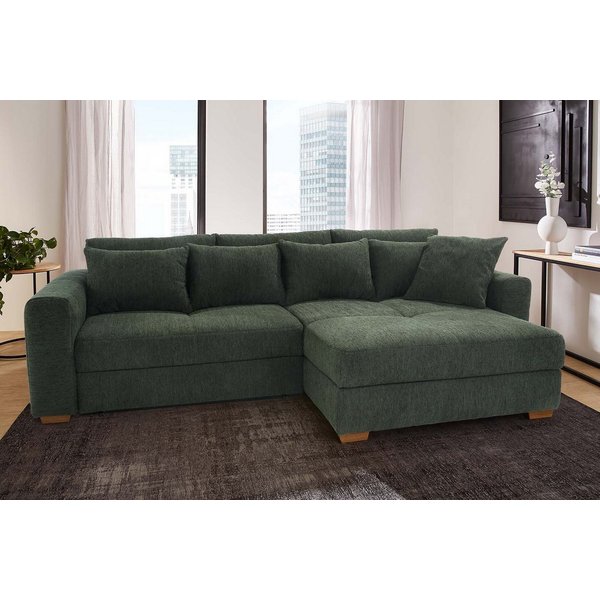 Jockenhöfer Gruppe Ecksofa Kampen L-Form, B: 288 cm, Liegefl. 153x245 cm, mit Schlaffunktion, Bettkasten & Zierkissen, Federkern