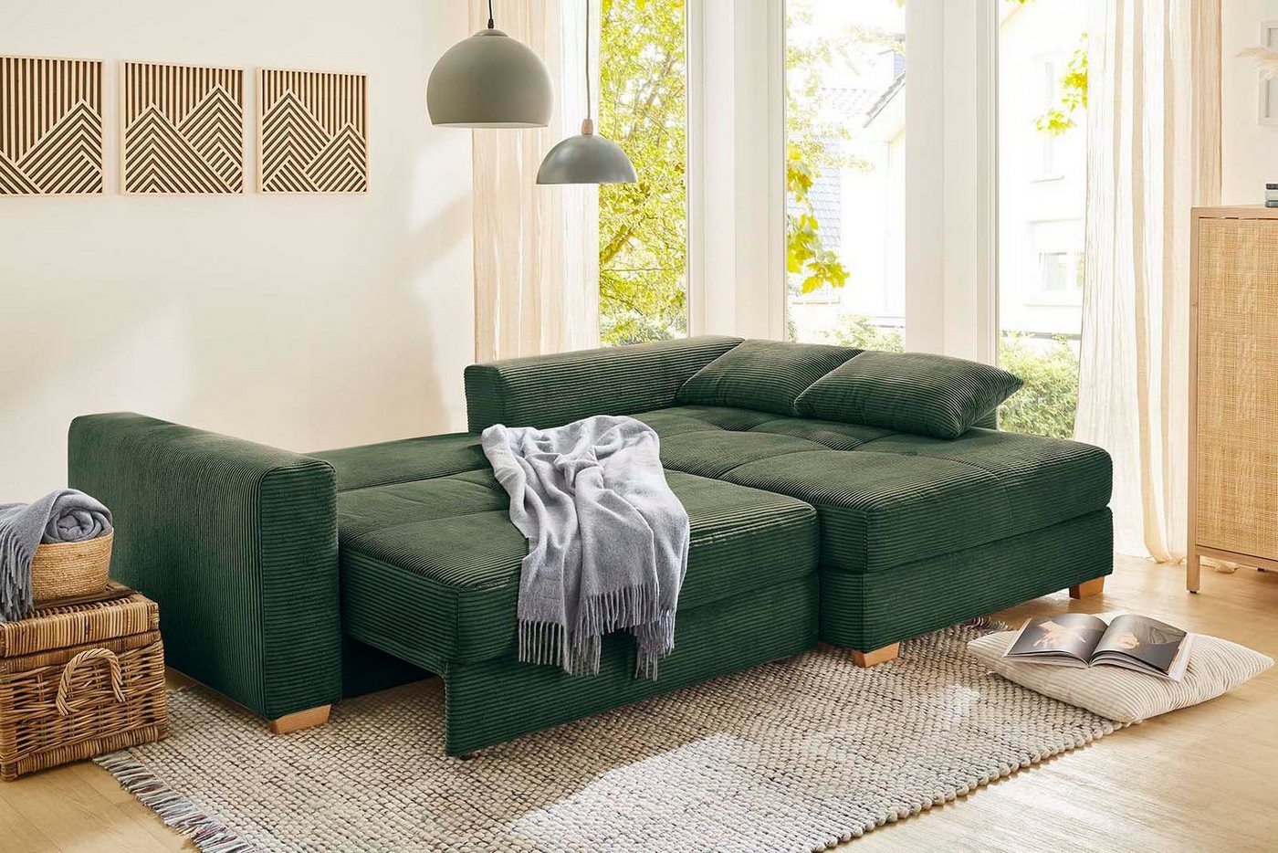 Jockenhöfer Gruppe Ecksofa Kampen L-Form, B: 288 cm, Liegefl. 153x245 cm, mit Schlaffunktion, Bettkasten & Zierkissen, Federkern – Bild 2 von 5