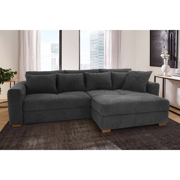 Jockenhöfer Gruppe Ecksofa Kampen L-Form, B: 288 cm, Liegefl. 153x245 cm, mit Schlaffunktion, Bettkasten & Zierkissen, Federkern