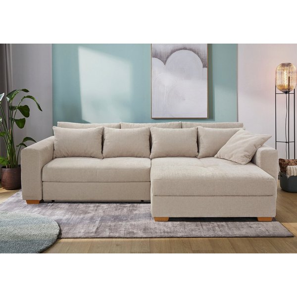 Jockenhöfer Gruppe Ecksofa Kampen L-Form, B: 288 cm, Liegefl. 153x245 cm, mit Schlaffunktion, Bettkasten & Zierkissen, Federkern