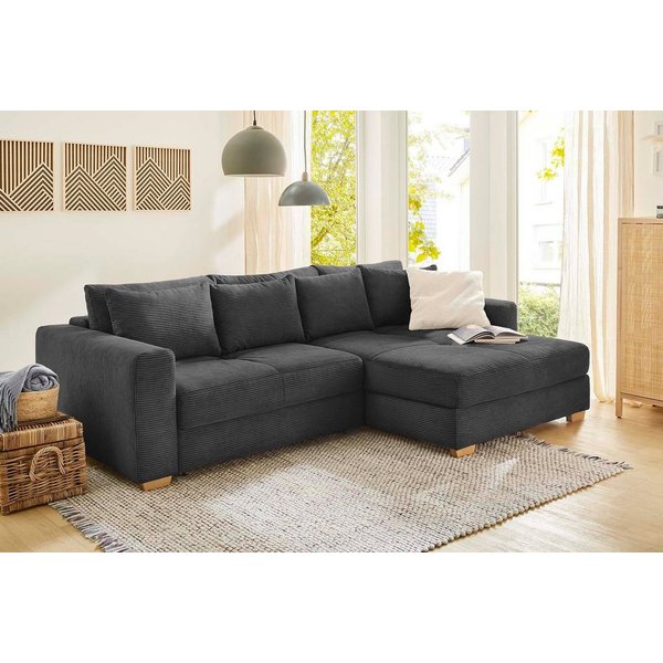 Jockenhöfer Gruppe Ecksofa Kampen L-Form, B: 288 cm, Liegefl. 153x245 cm, mit Schlaffunktion, Bettkasten & Zierkissen, Federkern