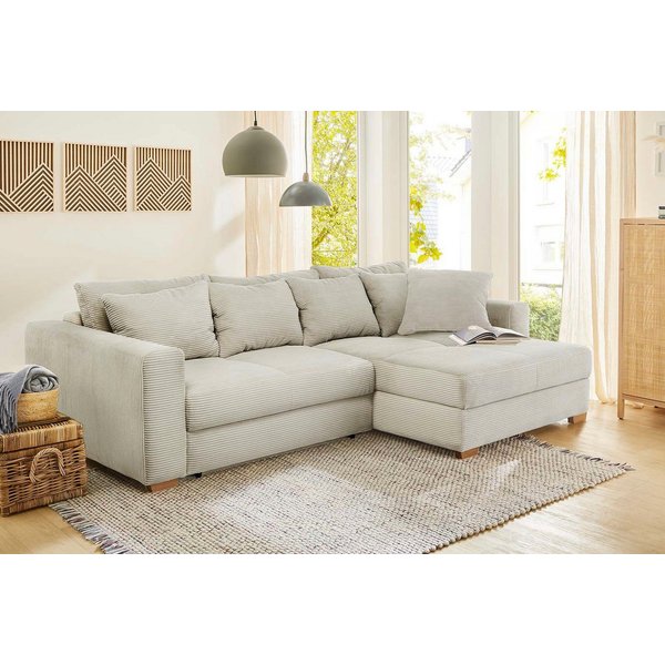 Jockenhöfer Gruppe Ecksofa Kampen L-Form, B: 288 cm, Liegefl. 153x245 cm, mit Schlaffunktion, Bettkasten & Zierkissen, Federkern