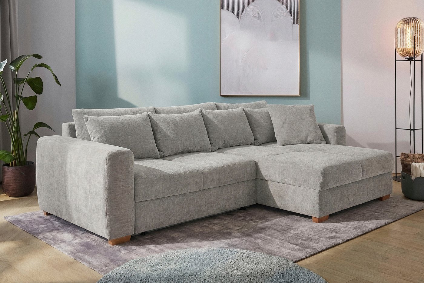 Jockenhöfer Gruppe Ecksofa Kampen L-Form, B: 288 cm, Liegefl. 153x245 cm, mit Schlaffunktion, Bettkasten & Zierkissen, Federkern – Bild 3 von 5