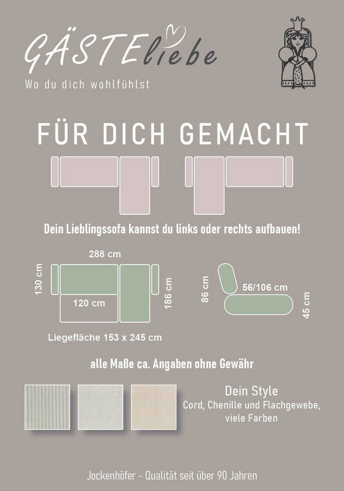 Jockenhöfer Gruppe Ecksofa Kampen L-Form, B: 288 cm, Liegefl. 153x245 cm, mit Schlaffunktion, Bettkasten & Zierkissen, Federkern – Bild 4 von 5