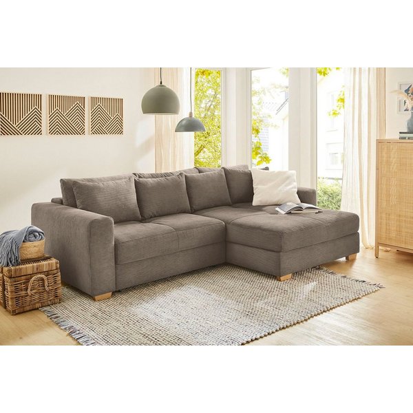 Jockenhöfer Gruppe Ecksofa Kampen L-Form, B: 288 cm, Liegefl. 153x245 cm, mit Schlaffunktion, Bettkasten & Zierkissen, Federkern