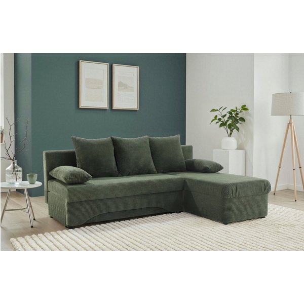 Jockenhöfer Gruppe Ecksofa L-Form, B: 191 cm, auch in Cord, Platzsparendes Schlafsofa & Eckcouch mit Bettkasten & Schlaffunktion