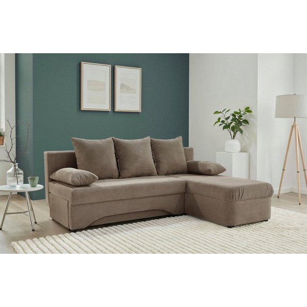 Jockenhöfer Gruppe Ecksofa L-Form, B: 191 cm, auch in Cord, Platzsparendes Schlafsofa & Eckcouch mit Bettkasten & Schlaffunktion