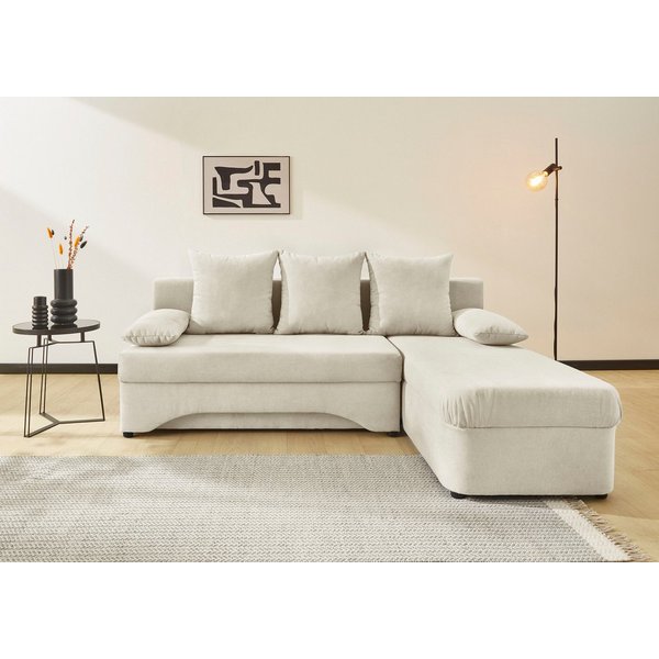 Jockenhöfer Gruppe Ecksofa L-Form, B: 191 cm, auch in Cord, Platzsparendes Schlafsofa & Eckcouch mit Bettkasten & Schlaffunktion