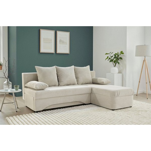 Jockenhöfer Gruppe Ecksofa L-Form, B: 191 cm, auch in Cord, Platzsparendes Schlafsofa & Eckcouch mit Bettkasten & Schlaffunktion