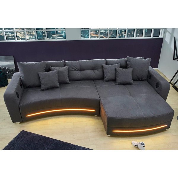 Jockenhöfer Gruppe Ecksofa Laredo L-Form, B: 322 cm, Heimkino für die ganze Familie, mit RGB-LED-Beleuchtung, Soundsystem & Zierkissen