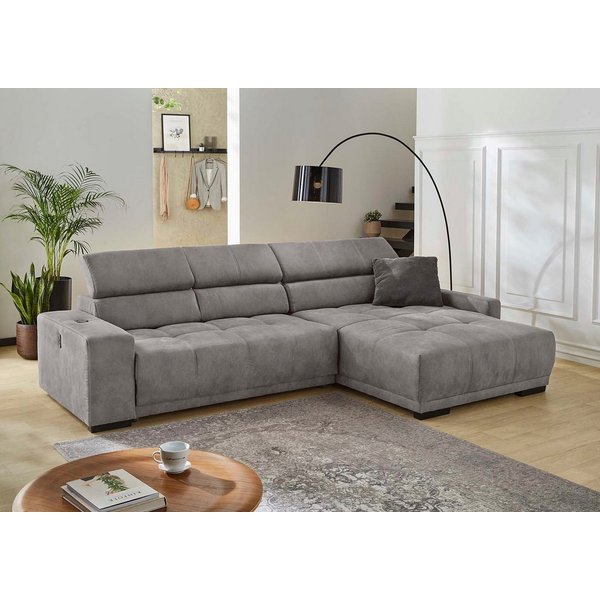 Jockenhöfer Gruppe Ecksofa Le Mans L-Form, B: 320 cm, mit 30 cm elektr. Sitztiefenverstellung, Kopfteilverstellung, induktive Ladestation, USB-Anschluss & Zierk