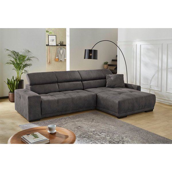 Jockenhöfer Gruppe Ecksofa Le Mans L-Form, B: 320 cm, mit 30 cm elektr. Sitztiefenverstellung, Kopfteilverstellung, induktive Ladestation, USB-Anschluss & Zierk