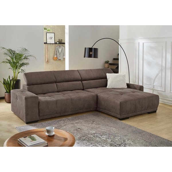Jockenhöfer Gruppe Ecksofa Le Mans L-Form, B: 320 cm, mit 30 cm elektr. Sitztiefenverstellung, Kopfteilverstellung, induktive Ladestation, USB-Anschluss & Zierk