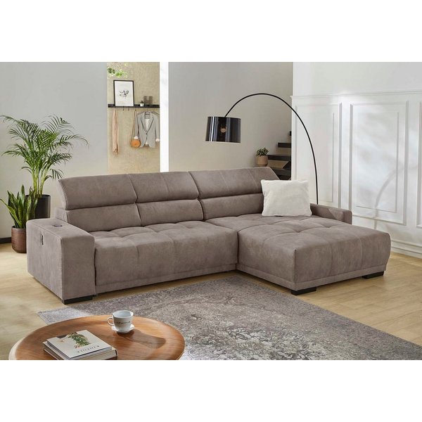 Jockenhöfer Gruppe Ecksofa Le Mans L-Form, B: 320 cm, mit 30 cm elektr. Sitztiefenverstellung, Kopfteilverstellung, induktive Ladestation, USB-Anschluss & Zierk
