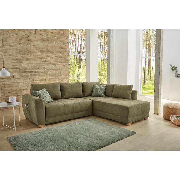Jockenhöfer Gruppe Ecksofa Luzern L-Form, B: 254 cm, mit Schlaffunktion, Bettkasten, seitl. Tasche & Zierkissen