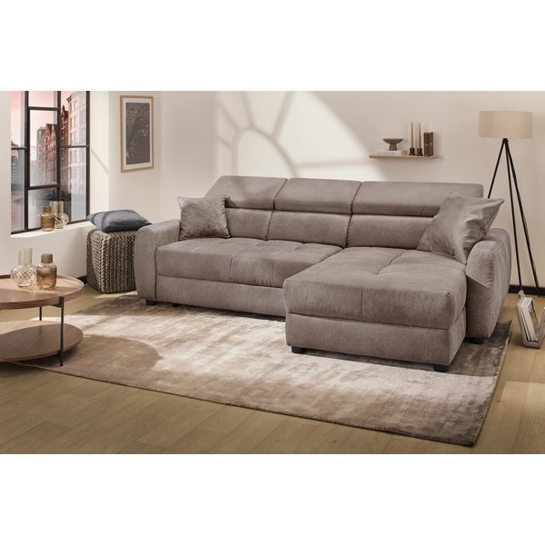 Jockenhöfer Gruppe Ecksofa Move, L-Form, B: 270cm, mit 60 cm elektrischer Sitztiefenverstellung, 140kg Belastbarkeit je Sitz, verstellbaren Kopfstützen & Zierki