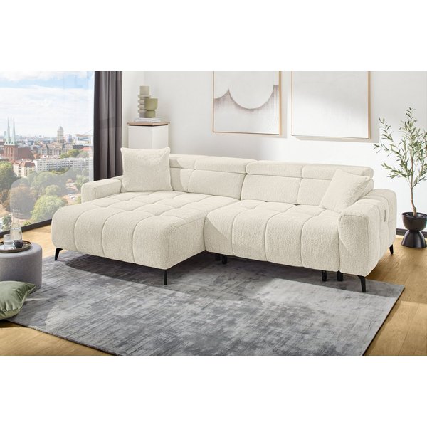 Jockenhöfer Gruppe Ecksofa Racer L-Form, B: 290 cm, 60 cm elektrische Sitztiefenverstellung, USB-Ports, Kopfstützen verstellbar, Zierkissen, bis 140 kg/Sitz