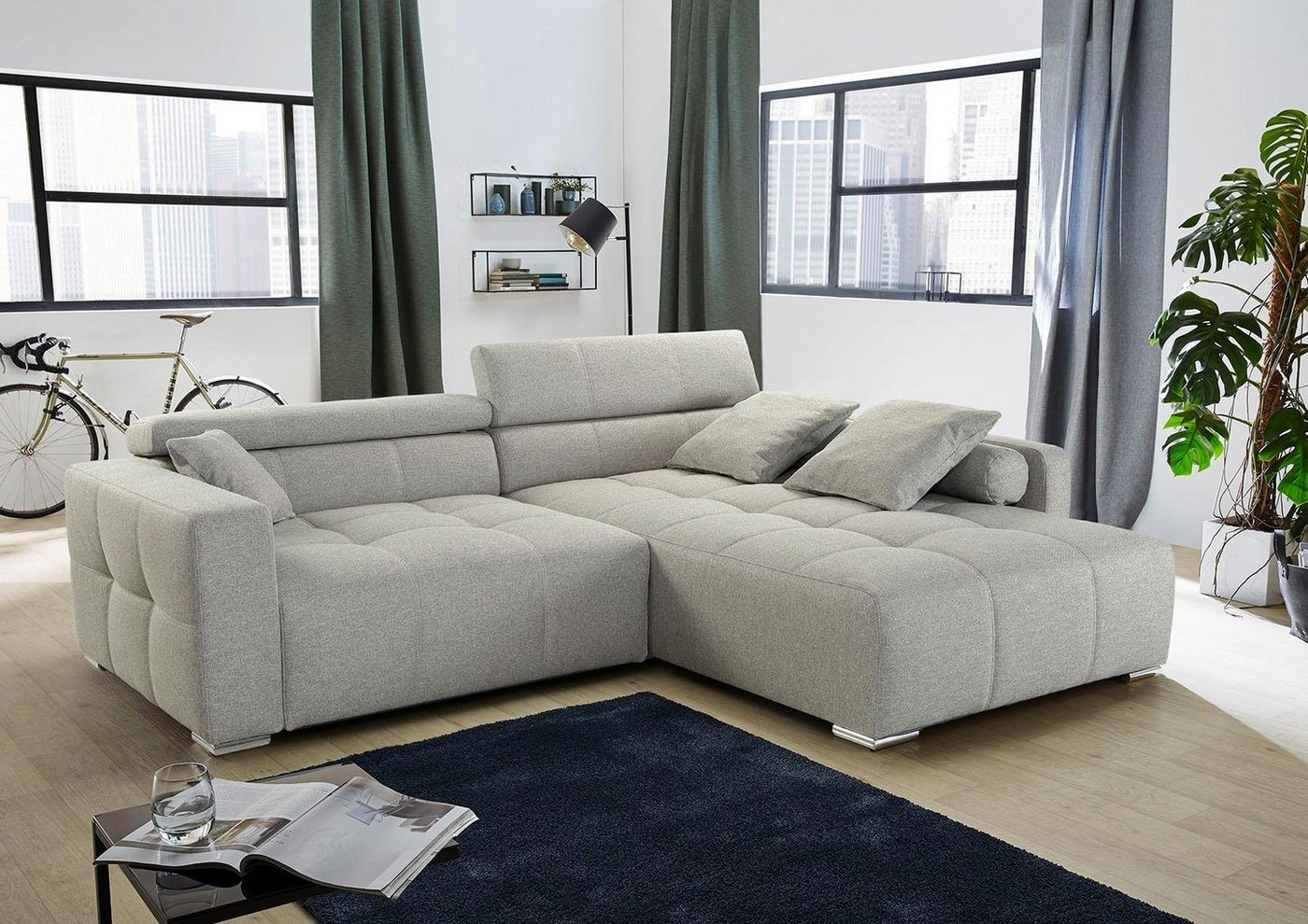 Jockenhöfer Gruppe Ecksofa Salerno L-Form, B: 280 cm, im Big-Sofa-Style, mit Kopfteilverstellung & Zierkissen – Bild 3 von 5