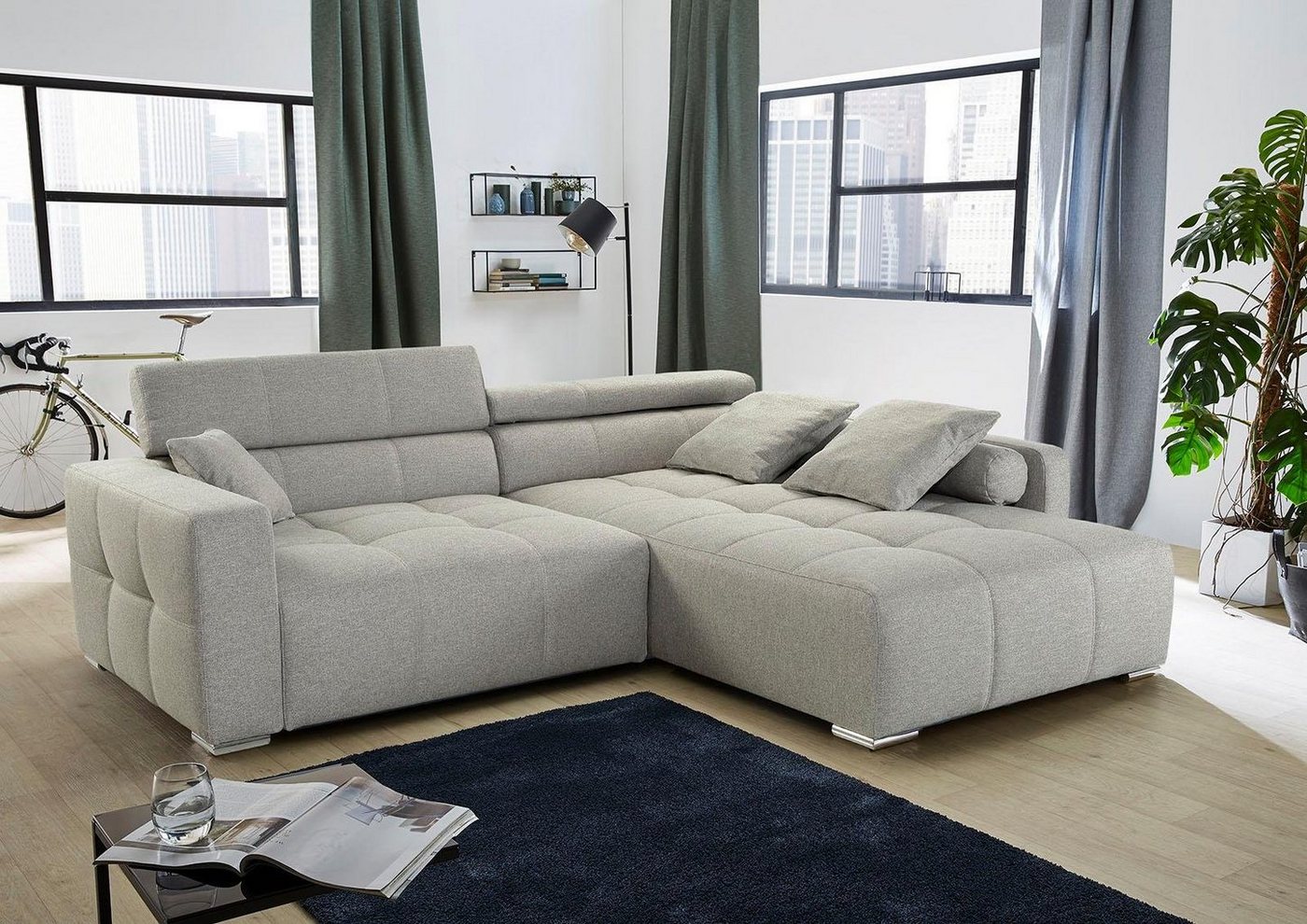 Jockenhöfer Gruppe Ecksofa Salerno L-Form, B: 280 cm, im Big-Sofa-Style, mit Kopfteilverstellung & Zierkissen – Bild 4 von 5