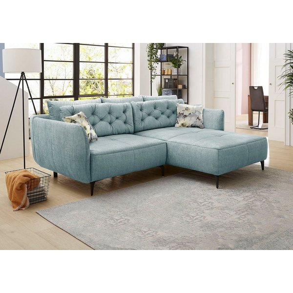 Jockenhöfer Gruppe Ecksofa Salo L-Form, B: 251 cm, im Retrolook mit Wellenfederung, mit Zierkissen
