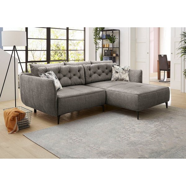 Jockenhöfer Gruppe Ecksofa Salo L-Form, B: 251 cm, im Retrolook mit Wellenfederung, mit Zierkissen