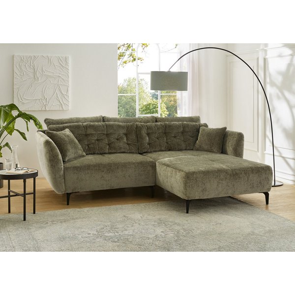 Jockenhöfer Gruppe Ecksofa Salo L-Form, B: 251 cm, im Retrolook mit Wellenfederung, mit Zierkissen