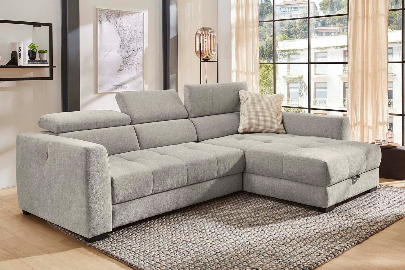 Jockenhöfer Gruppe Ecksofa San Marino L-Form, B: 300 cm, mit 30 cm elektr. Sitztiefenverstellung, mit Bettkasten, Kopfteilverstellung, USB-Anschluss & Zierkisse – Bild 2 von 5