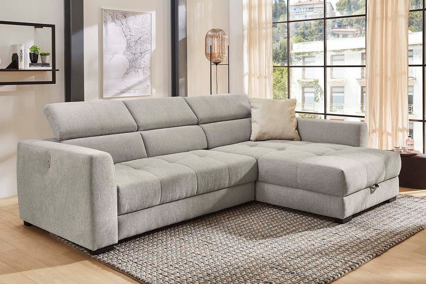Jockenhöfer Gruppe Ecksofa San Marino L-Form, B: 300 cm, mit 30 cm elektr. Sitztiefenverstellung, mit Bettkasten, Kopfteilverstellung, USB-Anschluss & Zierkisse – Bild 3 von 5