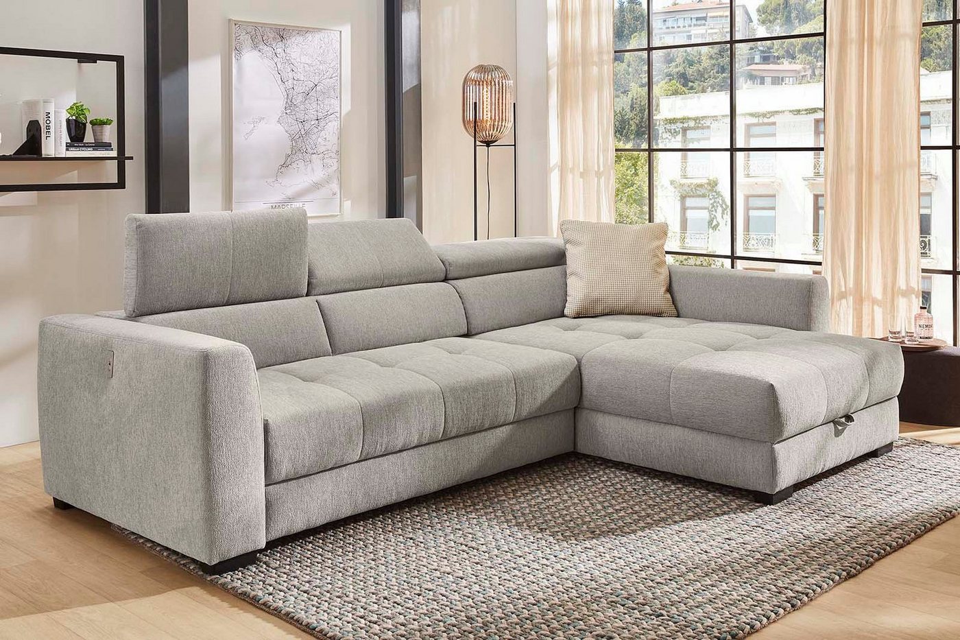Jockenhöfer Gruppe Ecksofa San Marino L-Form, B: 300 cm, mit 30 cm elektr. Sitztiefenverstellung, mit Bettkasten, Kopfteilverstellung, USB-Anschluss & Zierkisse – Bild 4 von 5