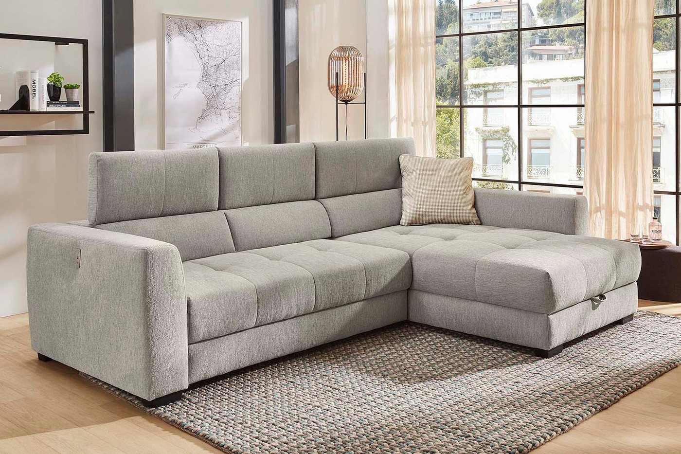 Jockenhöfer Gruppe Ecksofa San Marino L-Form, B: 300 cm, mit 30 cm elektr. Sitztiefenverstellung, mit Bettkasten, Kopfteilverstellung, USB-Anschluss & Zierkisse – Bild 5 von 5