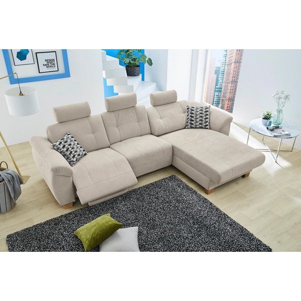Jockenhöfer Gruppe Ecksofa Savona L-Form, B: 299 cm, mit elektr. Relaxfunktion, USB, 2 Zierkissen & 3 Kopfstützen