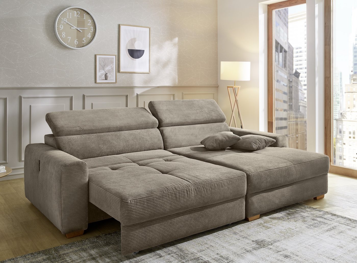 Jockenhöfer Gruppe Ecksofa Slider L-Form, B: 277 cm Couch, 60cm elektrische Sitztiefenverstellung, 140kg Belastbarkeit, USB-Anschluss, Kopfteilverstellung & Zie – Bild 2 von 5