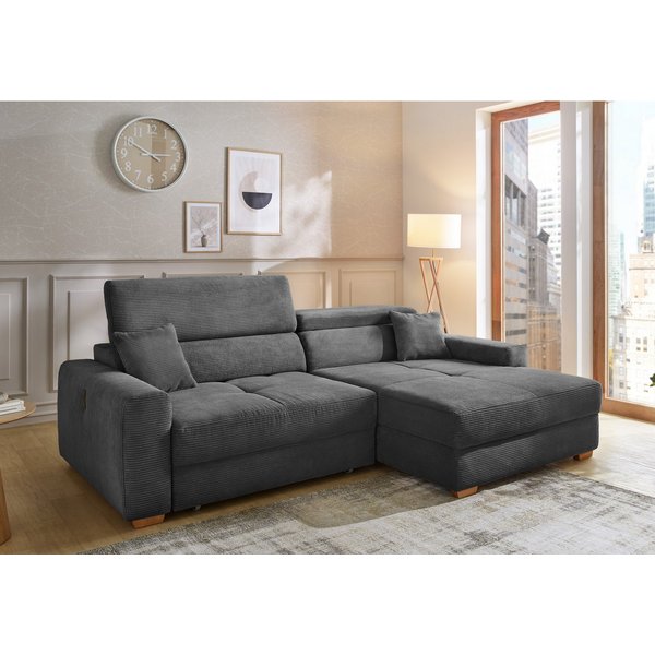 Jockenhöfer Gruppe Ecksofa Slider L-Form, B: 277 cm Couch, 60cm elektrische Sitztiefenverstellung, 140kg Belastbarkeit, USB-Anschluss, Kopfteilverstellung & Zie