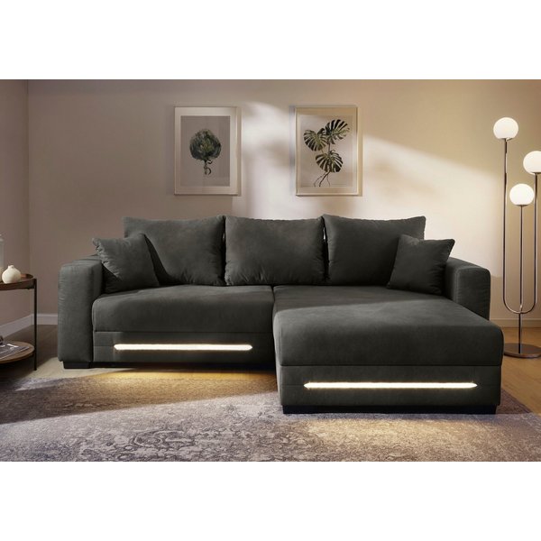 Jockenhöfer Gruppe Ecksofa Spotlight XL L-Form, B: 261 cm, mit Schlaffunktion, Bettkasten, Licht & 2 Zierkissen