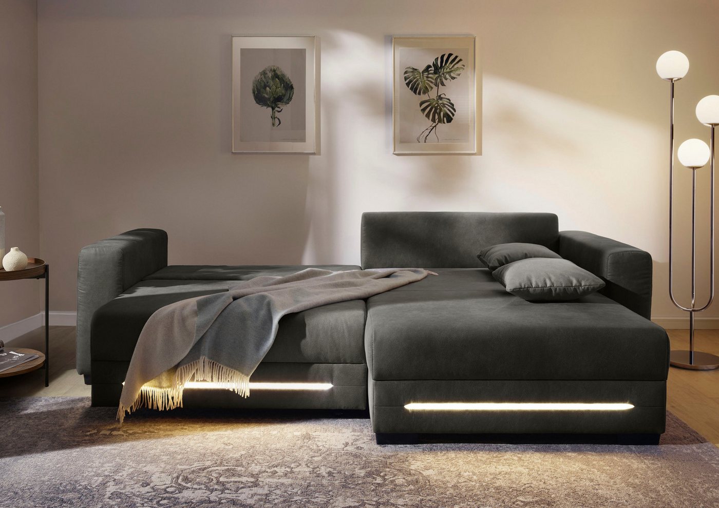 Jockenhöfer Gruppe Ecksofa Spotlight XL L-Form, B: 261 cm, mit Schlaffunktion, Bettkasten, Licht & 2 Zierkissen – Bild 2 von 5