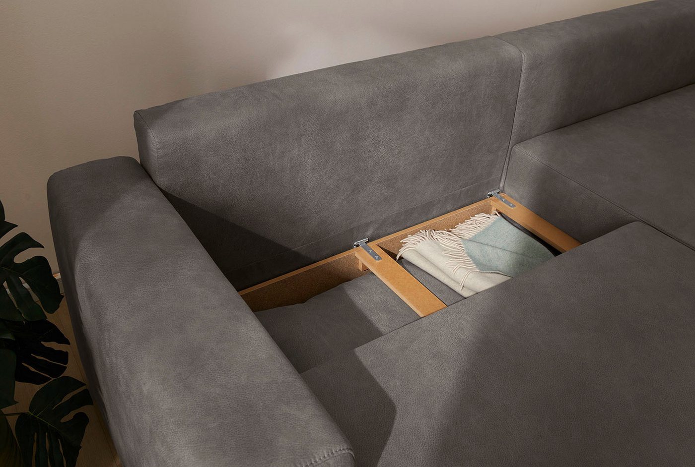 Jockenhöfer Gruppe Ecksofa Spotlight XL L-Form, B: 261 cm, mit Schlaffunktion, Bettkasten, Licht & 2 Zierkissen – Bild 5 von 5