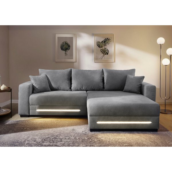 Jockenhöfer Gruppe Ecksofa Spotlight XL L-Form, B: 261 cm, mit Schlaffunktion, Bettkasten, Licht & 2 Zierkissen